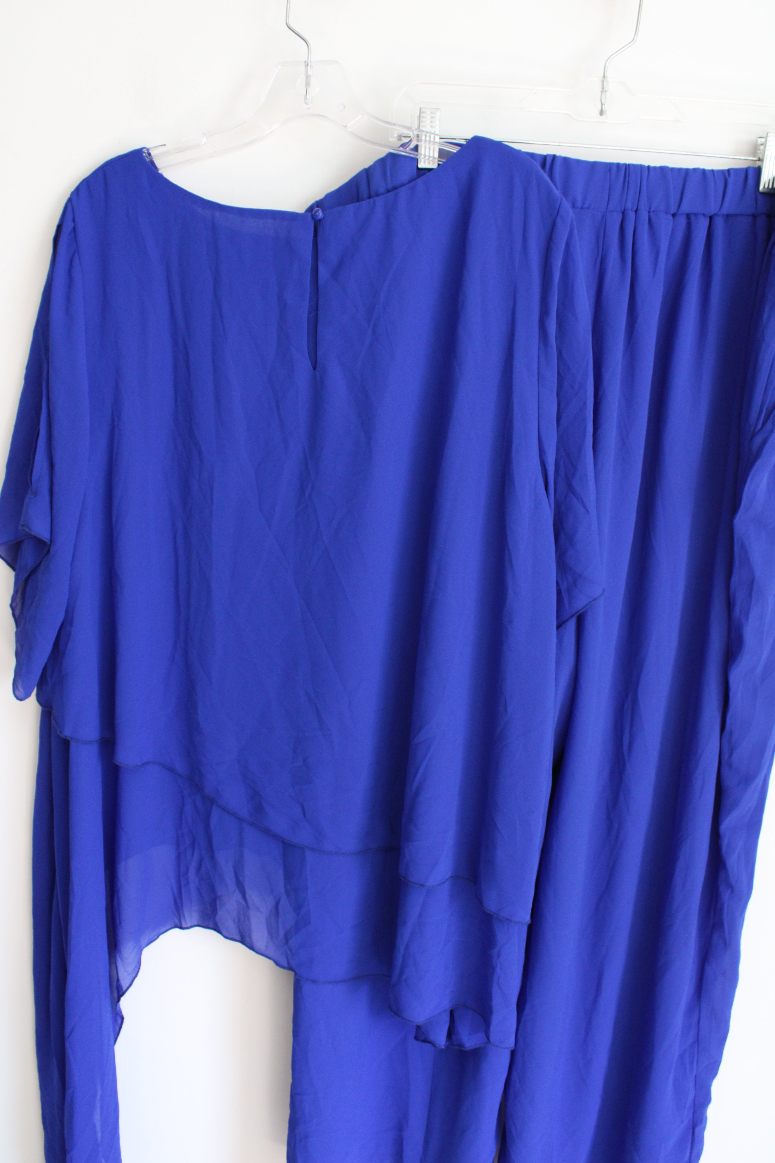 Cobalt Blue Chiffon 2 Piece Top & Pant Set | XXL