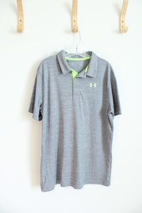 Under Armour Gray & Green Polo Shirt | Youth XL (18/20)