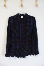 Cabi Blue Black & Red Plaid Soft Button Down Top | XL