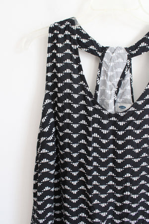 Old Navy Black & White Patterned Razorback Dress | XL