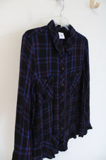 Cabi Blue Black & Red Plaid Soft Button Down Top | XL