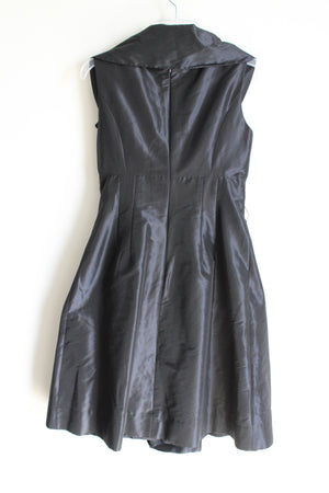 Rickie Freeman Teri Jon Black Satin Dress | 4