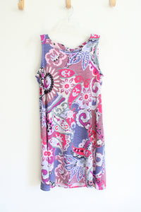 MSK Pink Purple Floral Patterned Dress | M Petite