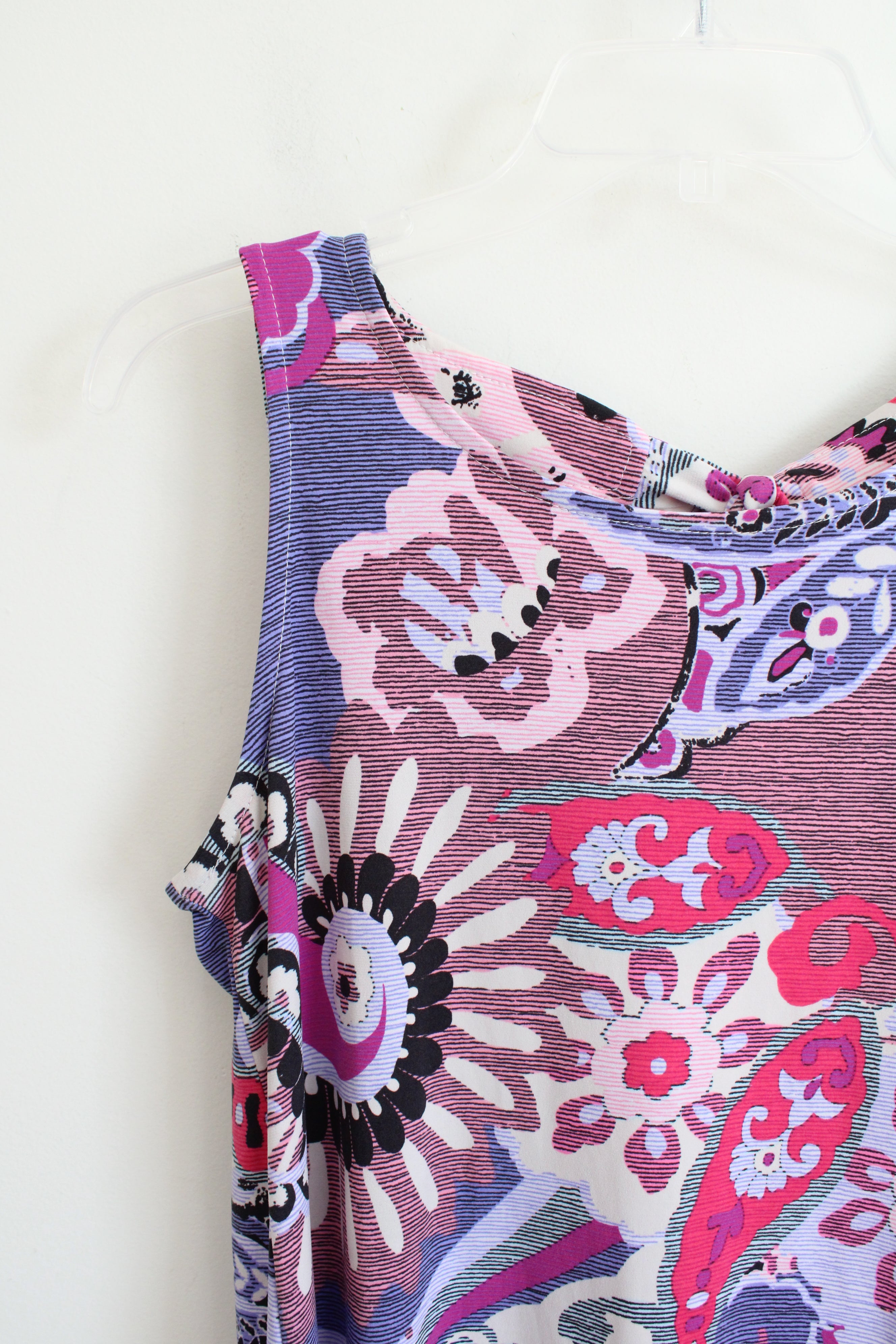 MSK Pink Purple Floral Patterned Dress | M Petite