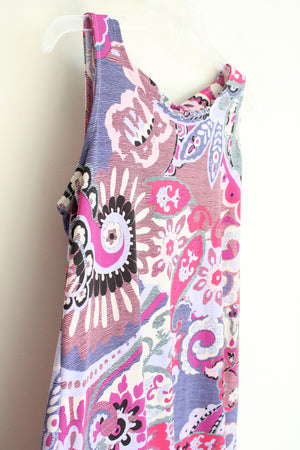 MSK Pink Purple Floral Patterned Dress | M Petite