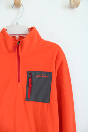 Eddie Bauer Orange Fleece Quarter Zip Sweatshirt | Youth L