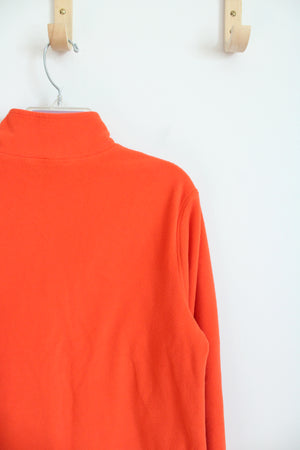 Eddie Bauer Orange Fleece Quarter Zip Sweatshirt | Youth L