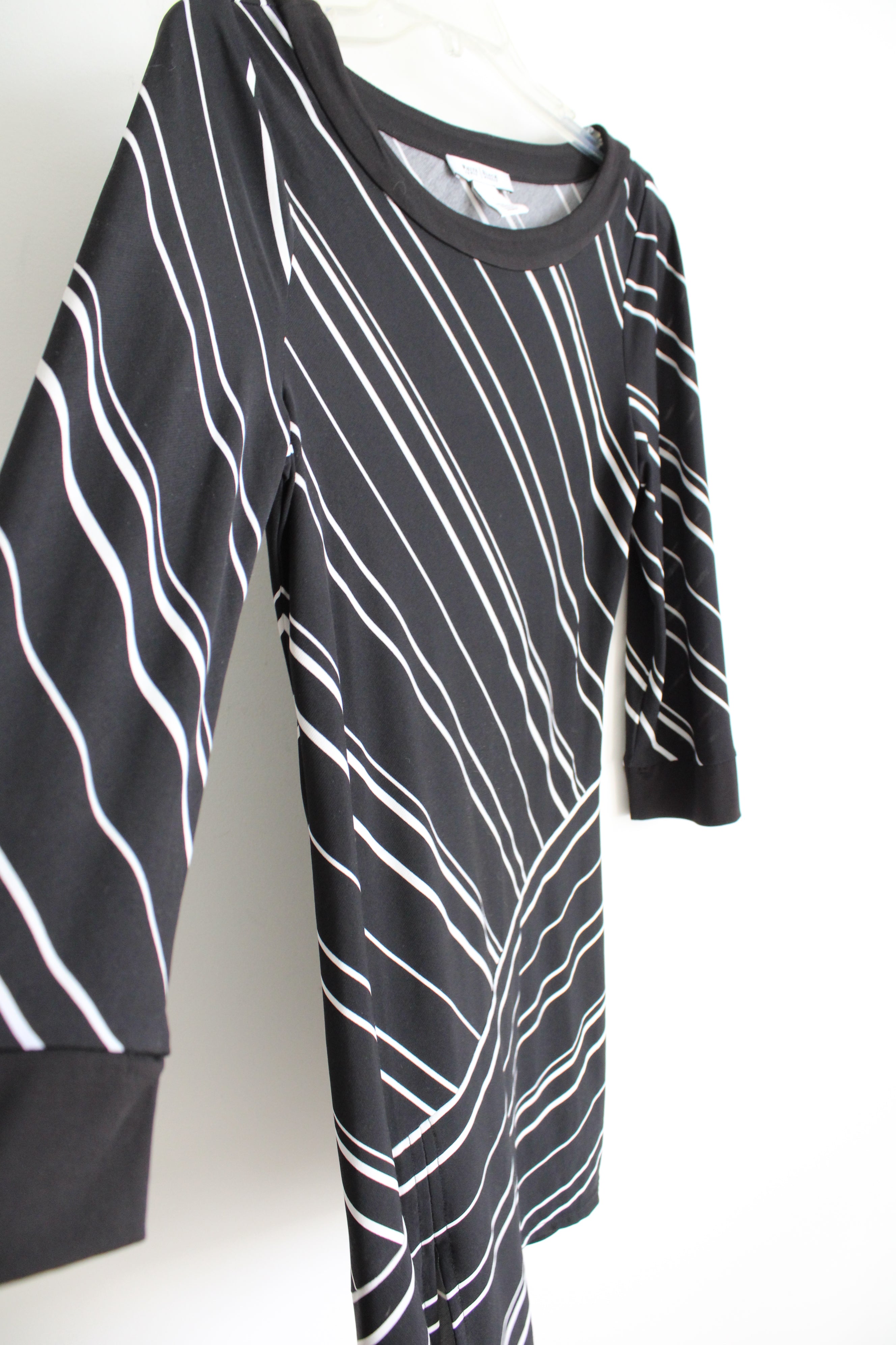 White House Black Market Black & White Striped Long Sleeved Dress | S