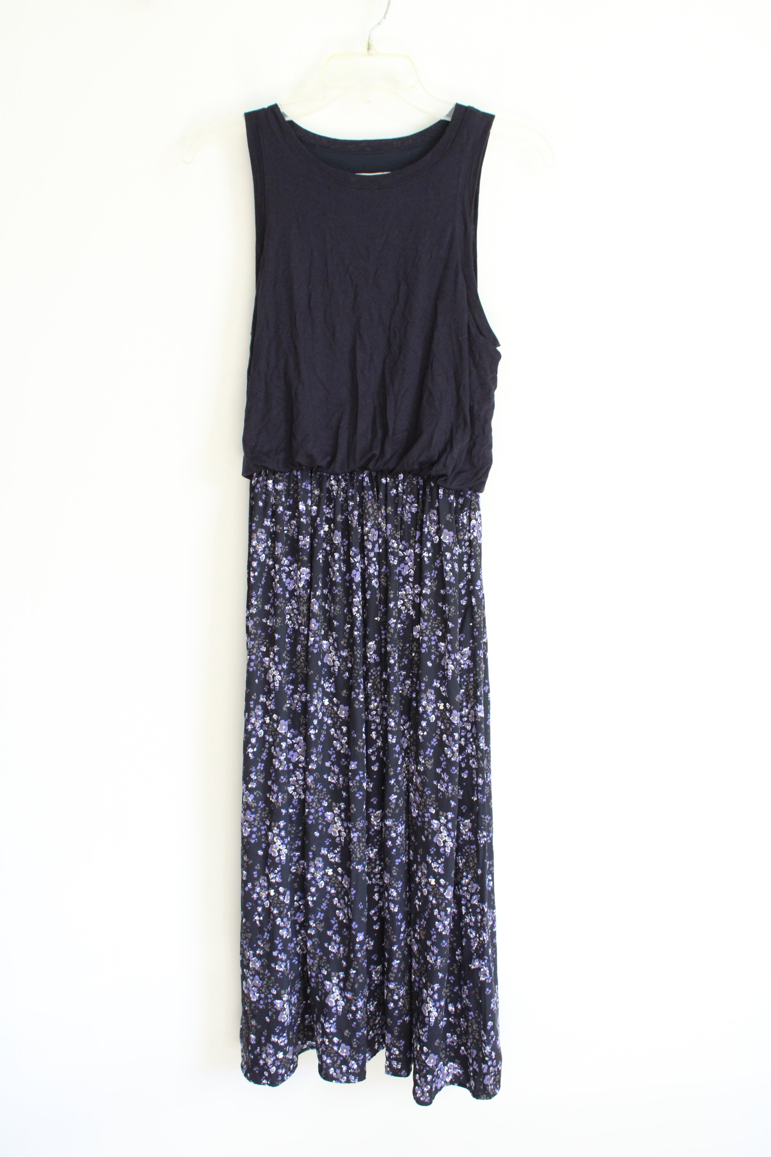 LOFT Navy Floral Maxi Dress | XS