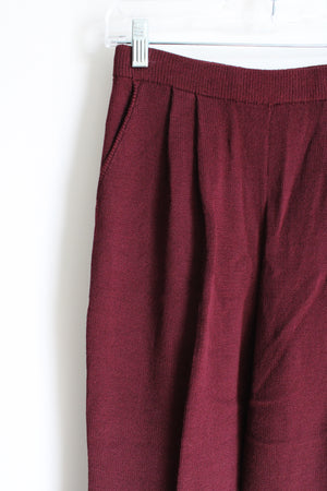 St. John Collection By Marie Gray Maroon Knit Straight Leg Trouser Pant | 2