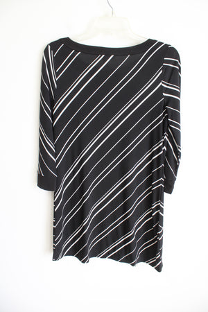 White House Black Market Black & White Striped Long Sleeved Dress | S