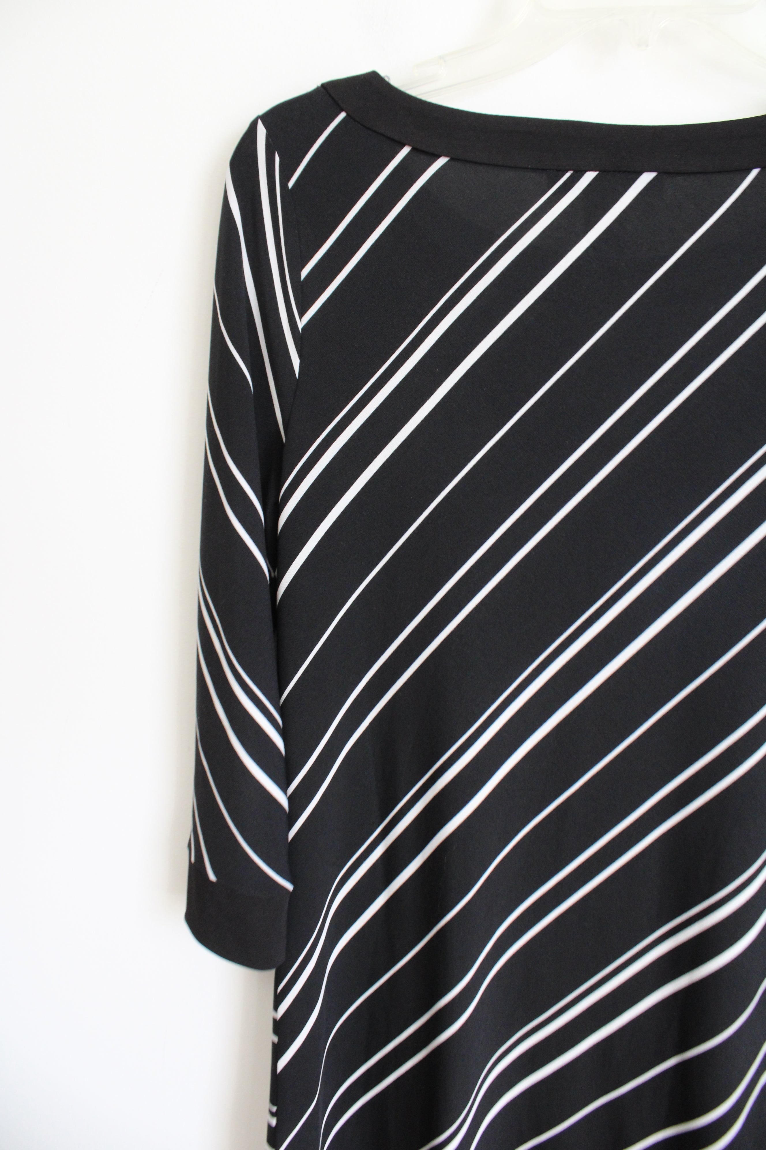 White House Black Market Black & White Striped Long Sleeved Dress | S