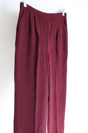 St. John Collection By Marie Gray Maroon Knit Straight Leg Trouser Pant | 2