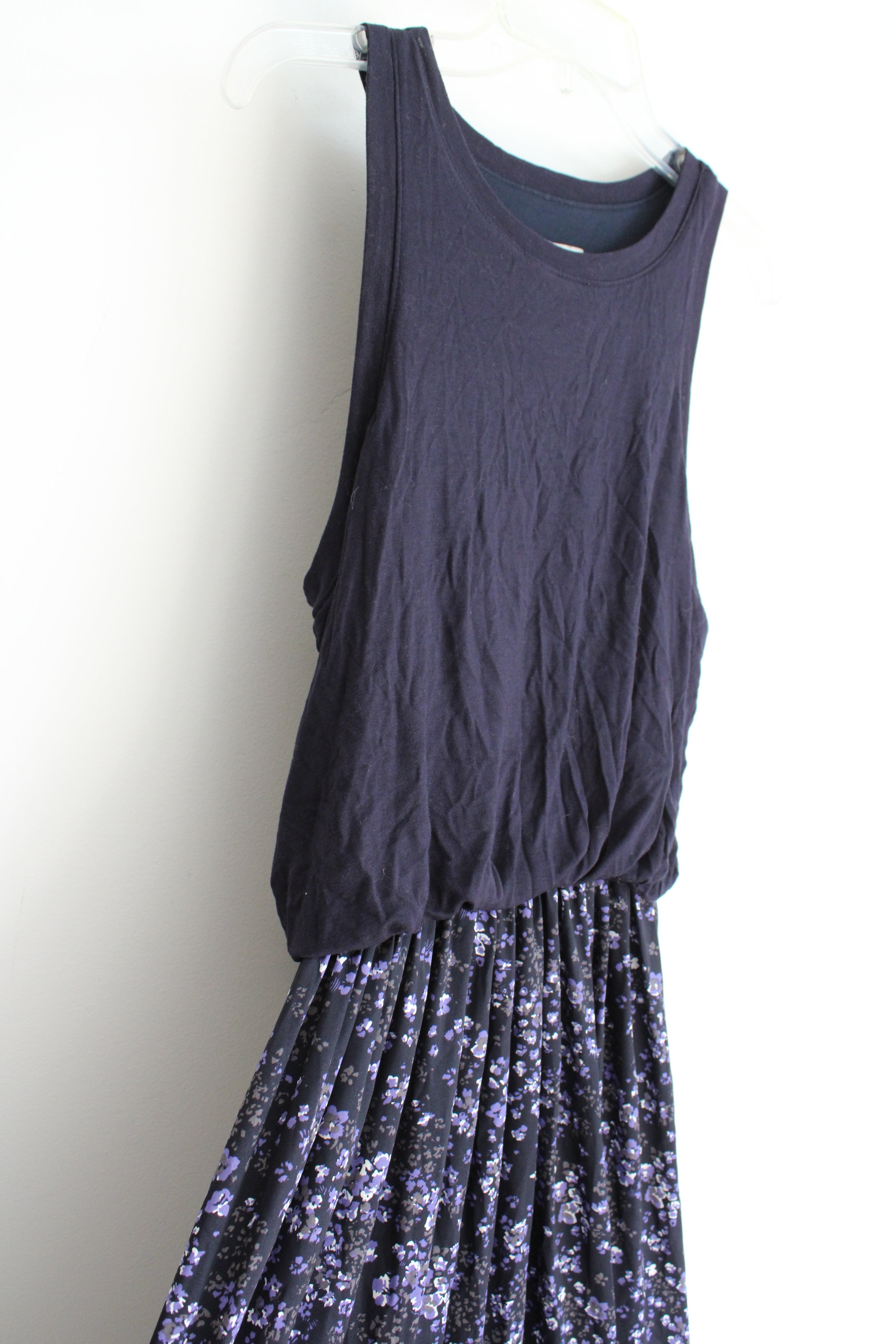 LOFT Navy Floral Maxi Dress | XS