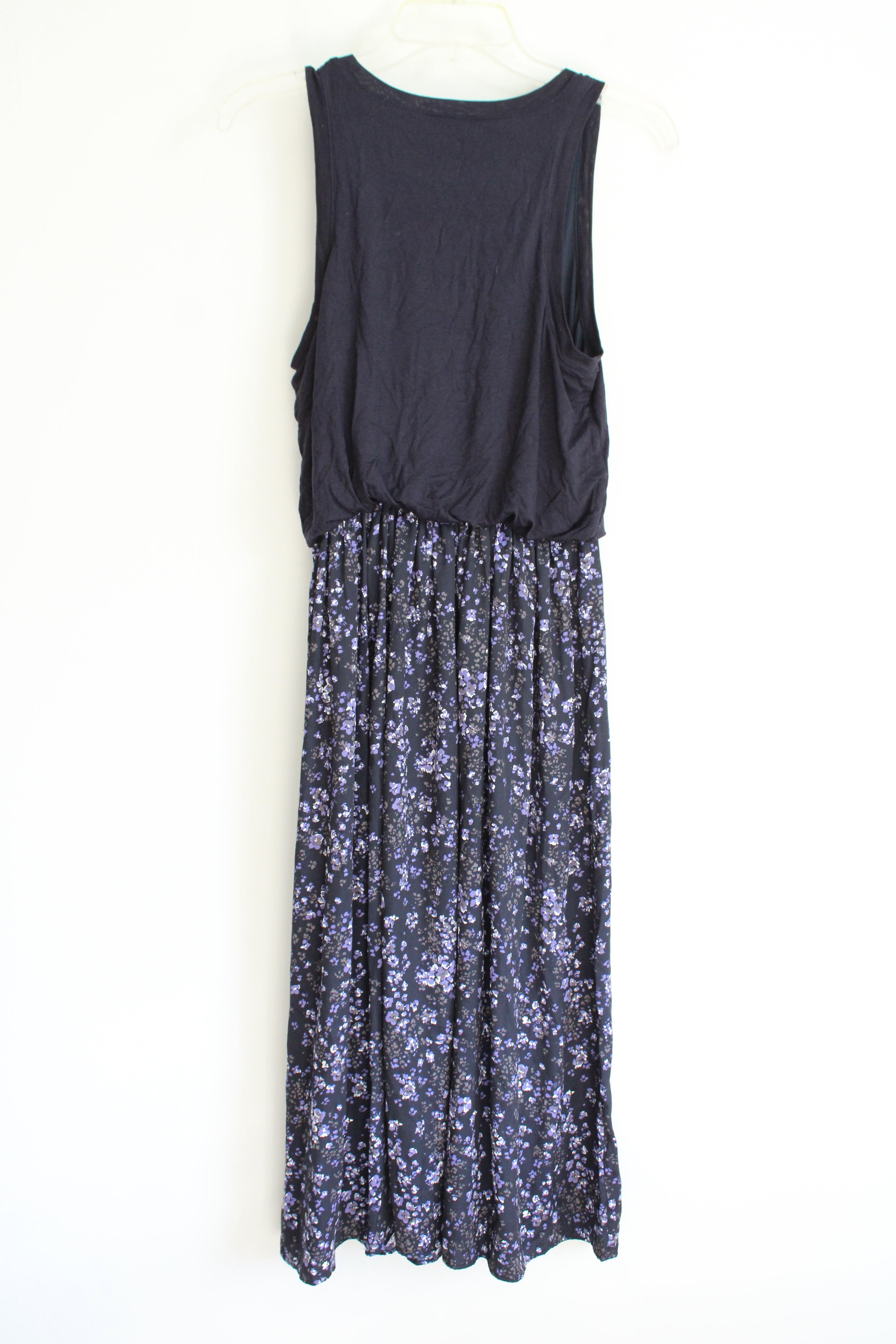 LOFT Navy Floral Maxi Dress | XS