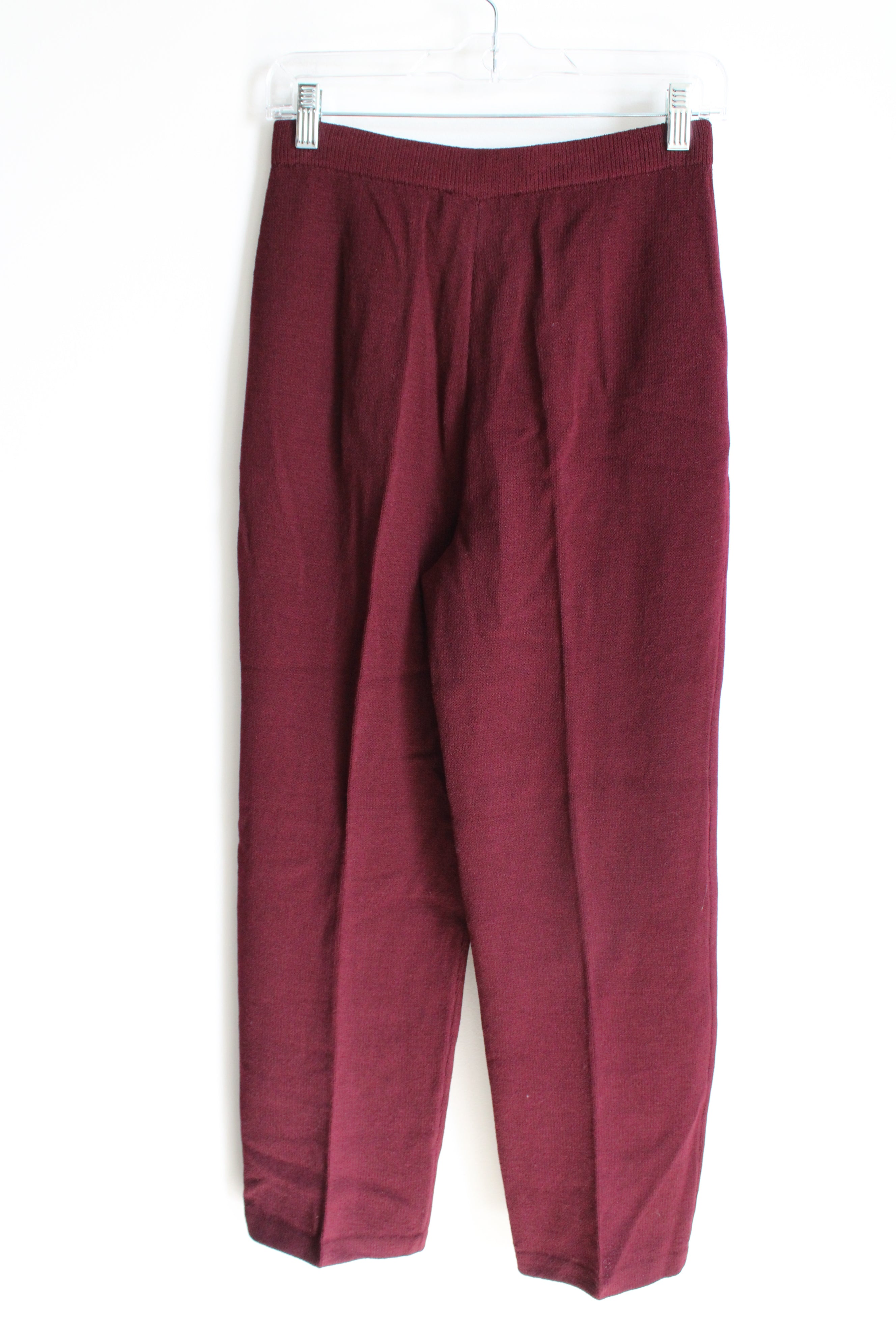 St. John Collection By Marie Gray Maroon Knit Straight Leg Trouser Pant | 2