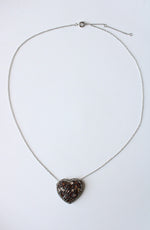 Cubic Zirconia Brown Gemstone & Diamond Edged Heart Pendant Necklace