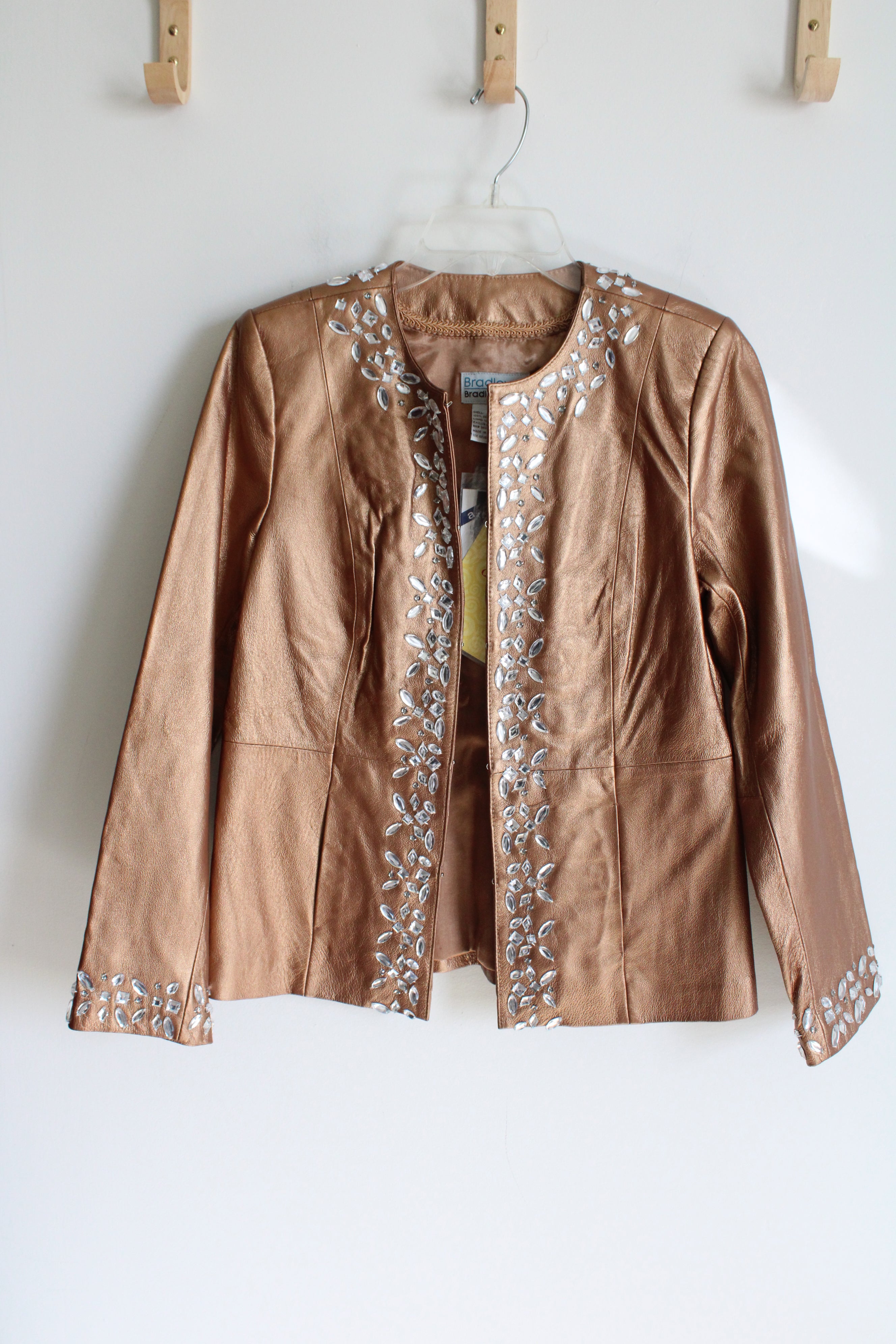 NEW Bradley Bayou Copper Genuine Leather Sequined Jacket | XS