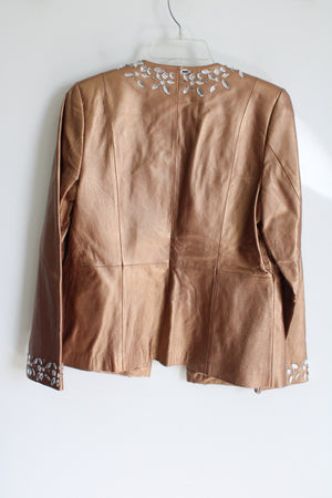 NEW Bradley Bayou Copper Genuine Leather Sequined Jacket | XS