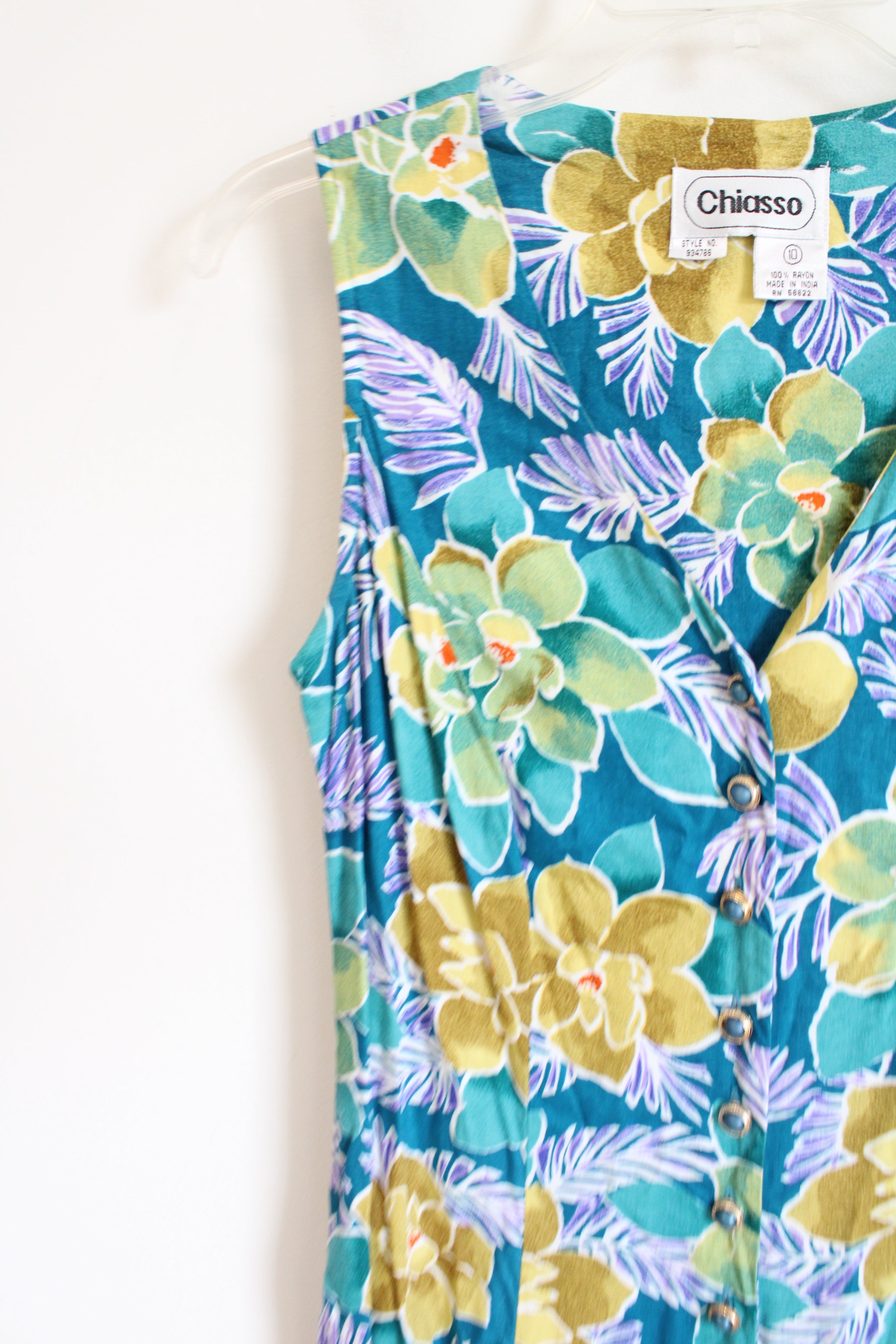 Chiasso Vintage 90's Teal Tropical Dress | 10