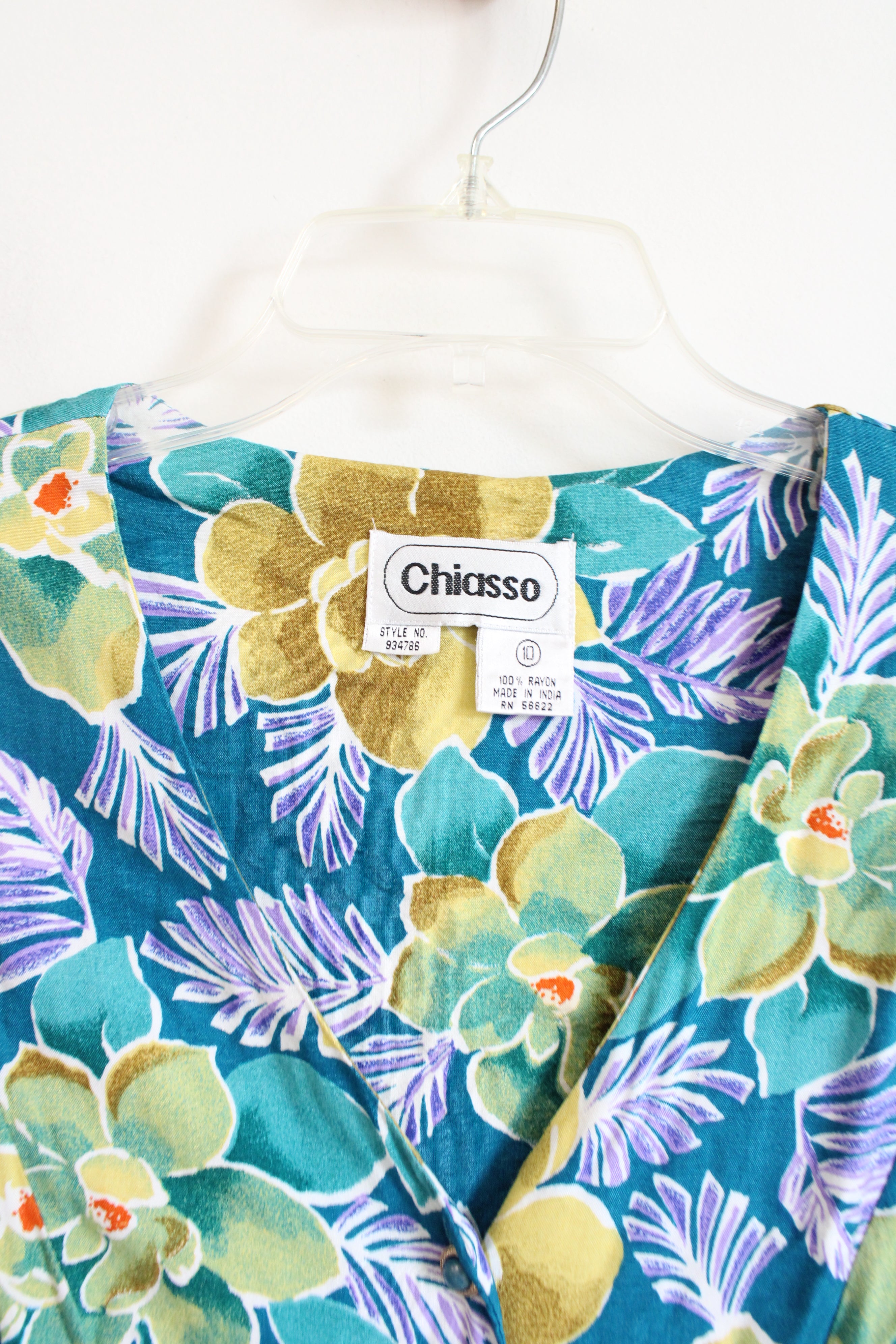 Chiasso Vintage 90's Teal Tropical Dress | 10