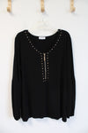 Carmen Marc Valvo Black Quarter Zip Long Sleeved Top | XL