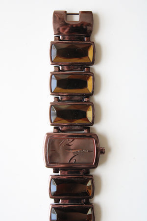 DKNY Chocolate Brown Stainless Steel Rhinestone Watch