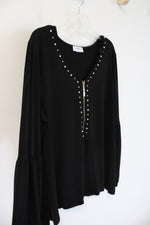 Carmen Marc Valvo Black Quarter Zip Long Sleeved Top | XL