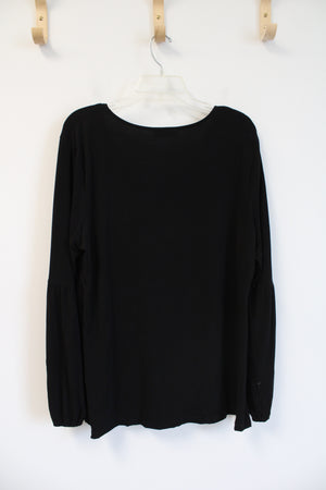 Carmen Marc Valvo Black Quarter Zip Long Sleeved Top | XL