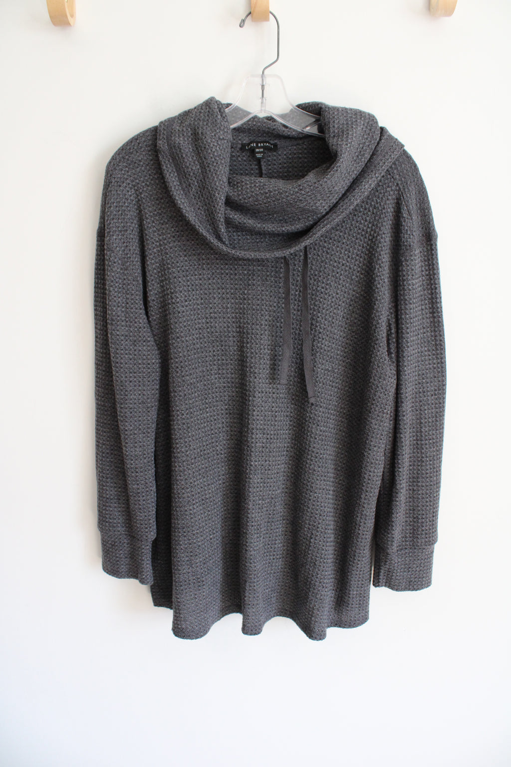 Lane Bryant Dark Gray Shimmer Waffle Knit Cowl Neck Sweater | 18/20