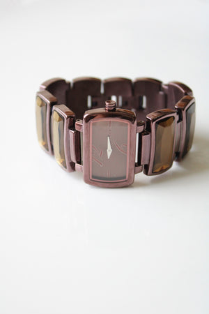 DKNY Chocolate Brown Stainless Steel Rhinestone Watch