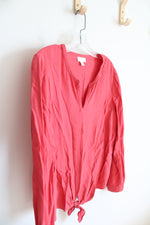 J.Jill Pink V-Neck Long Sleeved Top | S