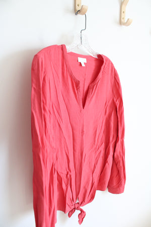 J.Jill Pink V-Neck Long Sleeved Top | S