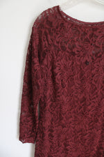 Candadate Dusty Red Lace Stretch Dress | M