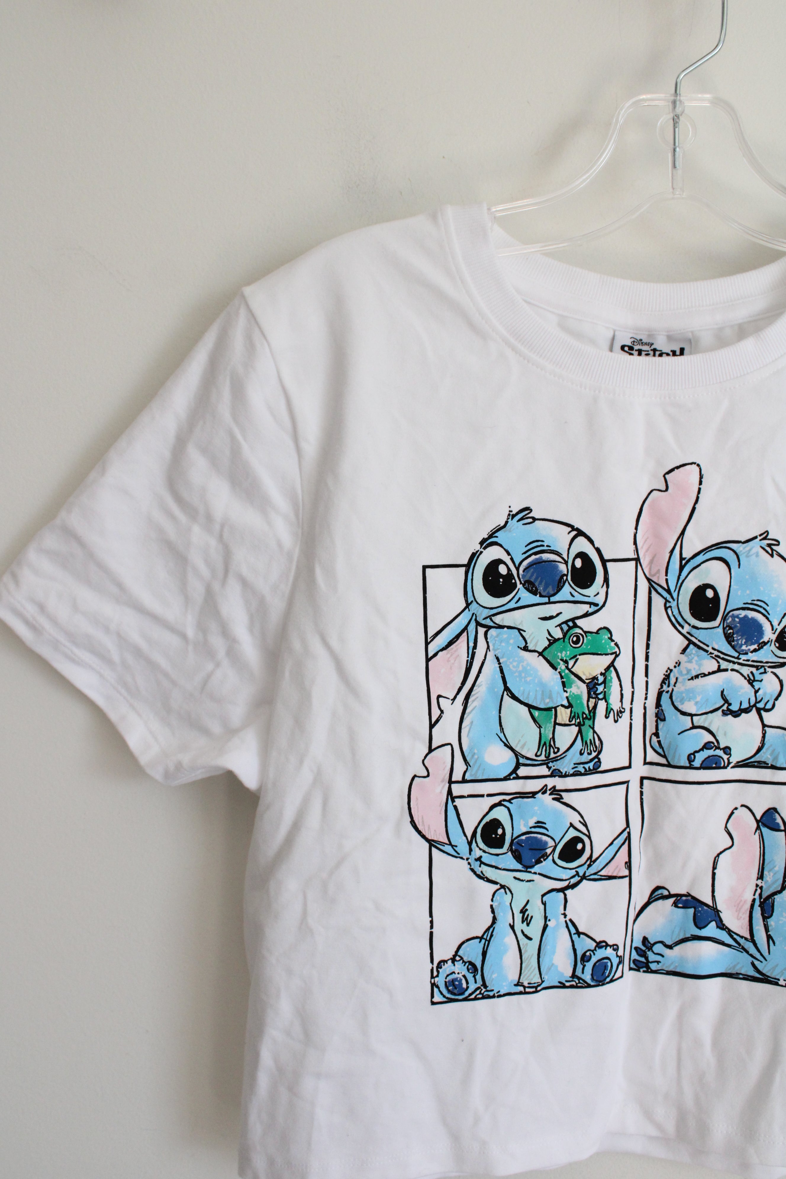 Disney Stitch White Cropped Shirt | Youth XL (14/16)