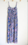 Faded Glory Blue Purple Paisley Chiffon Maxi Dress | L (12/14)