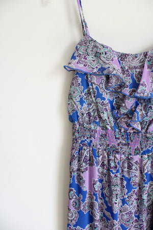 Faded Glory Blue Purple Paisley Chiffon Maxi Dress | L (12/14)