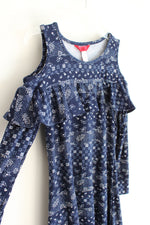 1st Kiss Girls Blue & White Cold Shoulder Long Sleeved Dress | Youth 14/16