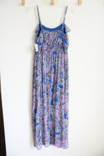 Faded Glory Blue Purple Paisley Chiffon Maxi Dress | L (12/14)