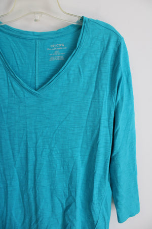 Chico's The Ultimate Tee Blue Long Sleeved Shirt | 2 (L/12)