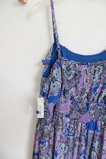 Faded Glory Blue Purple Paisley Chiffon Maxi Dress | L (12/14)