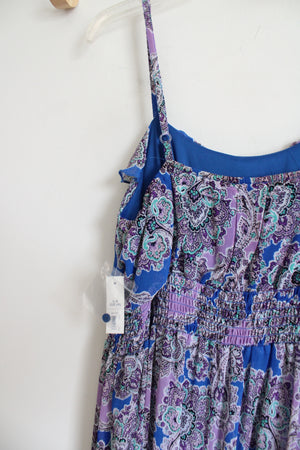 Faded Glory Blue Purple Paisley Chiffon Maxi Dress | L (12/14)
