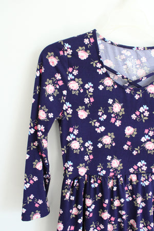 Star Ride Purple Pink Floral Long Sleeved Dress | Youth L (14/16)