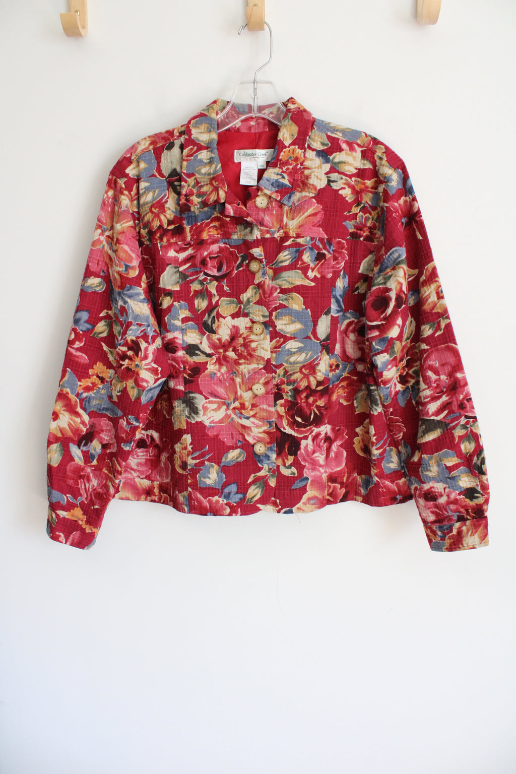 Coldwater Creek Red Floral Light Jacket | XL Petite