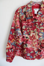 Coldwater Creek Red Floral Light Jacket | XL Petite