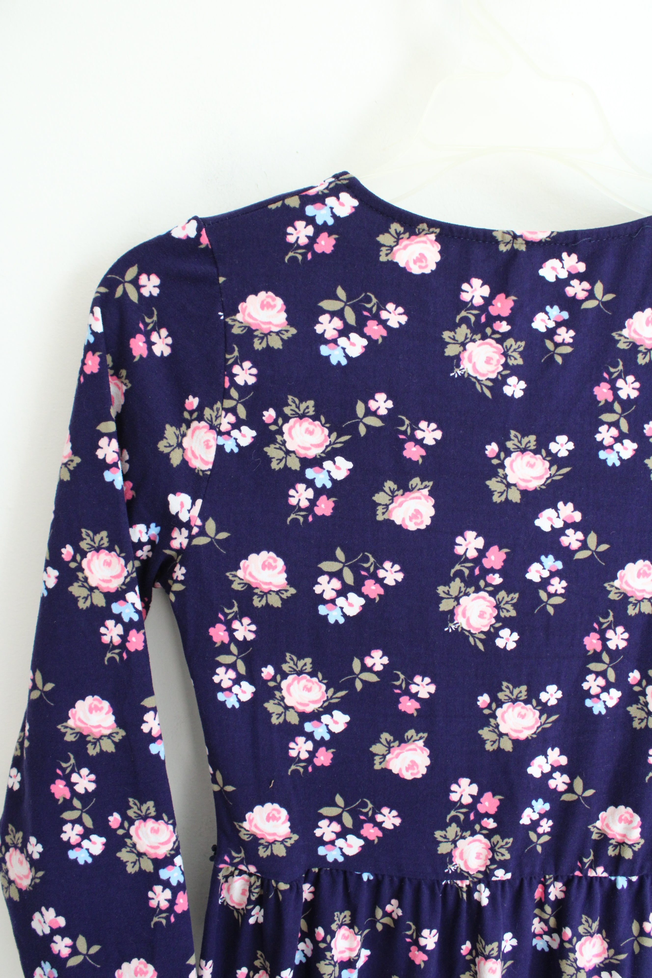 Star Ride Purple Pink Floral Long Sleeved Dress | Youth L (14/16)