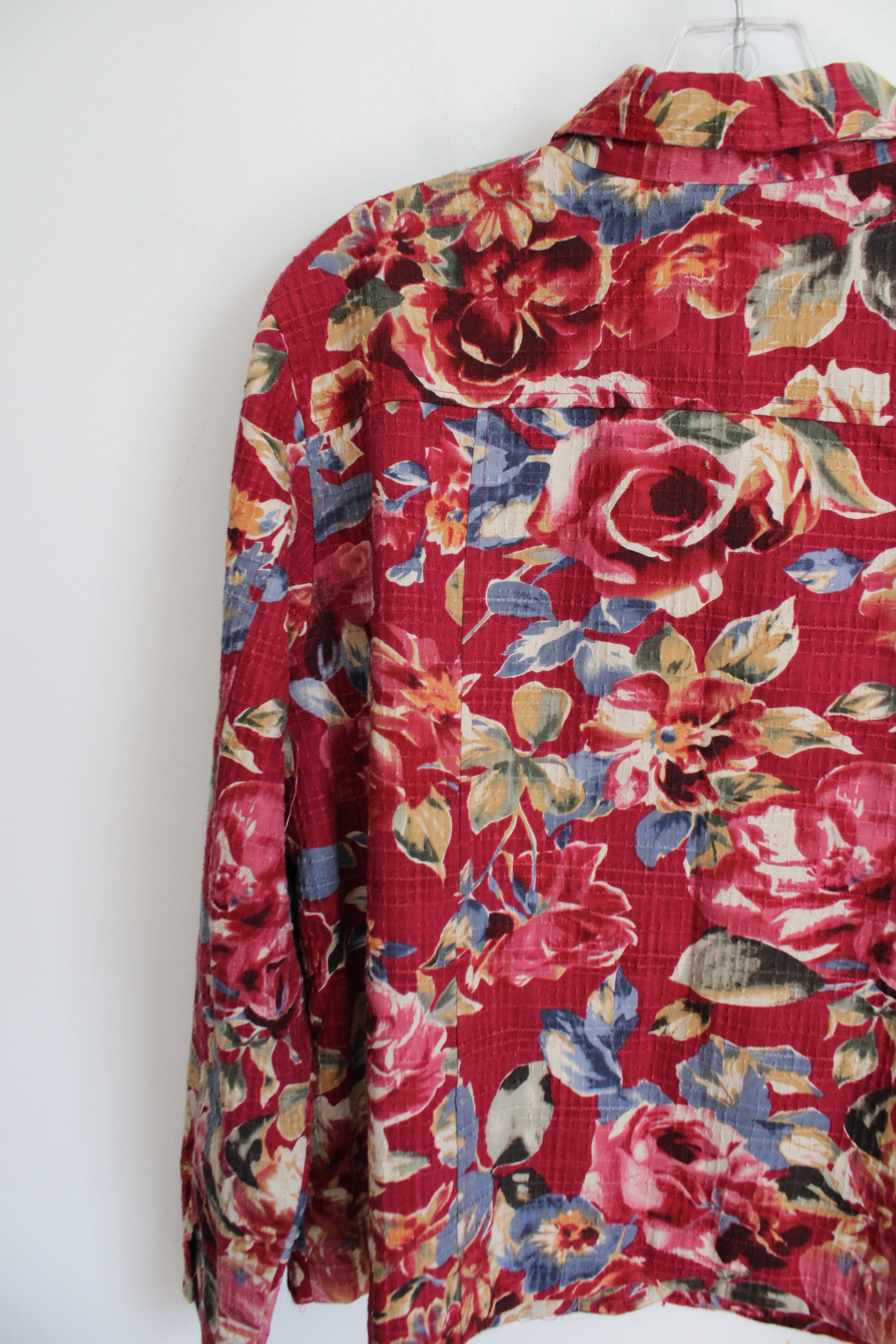 Coldwater Creek Red Floral Light Jacket | XL Petite