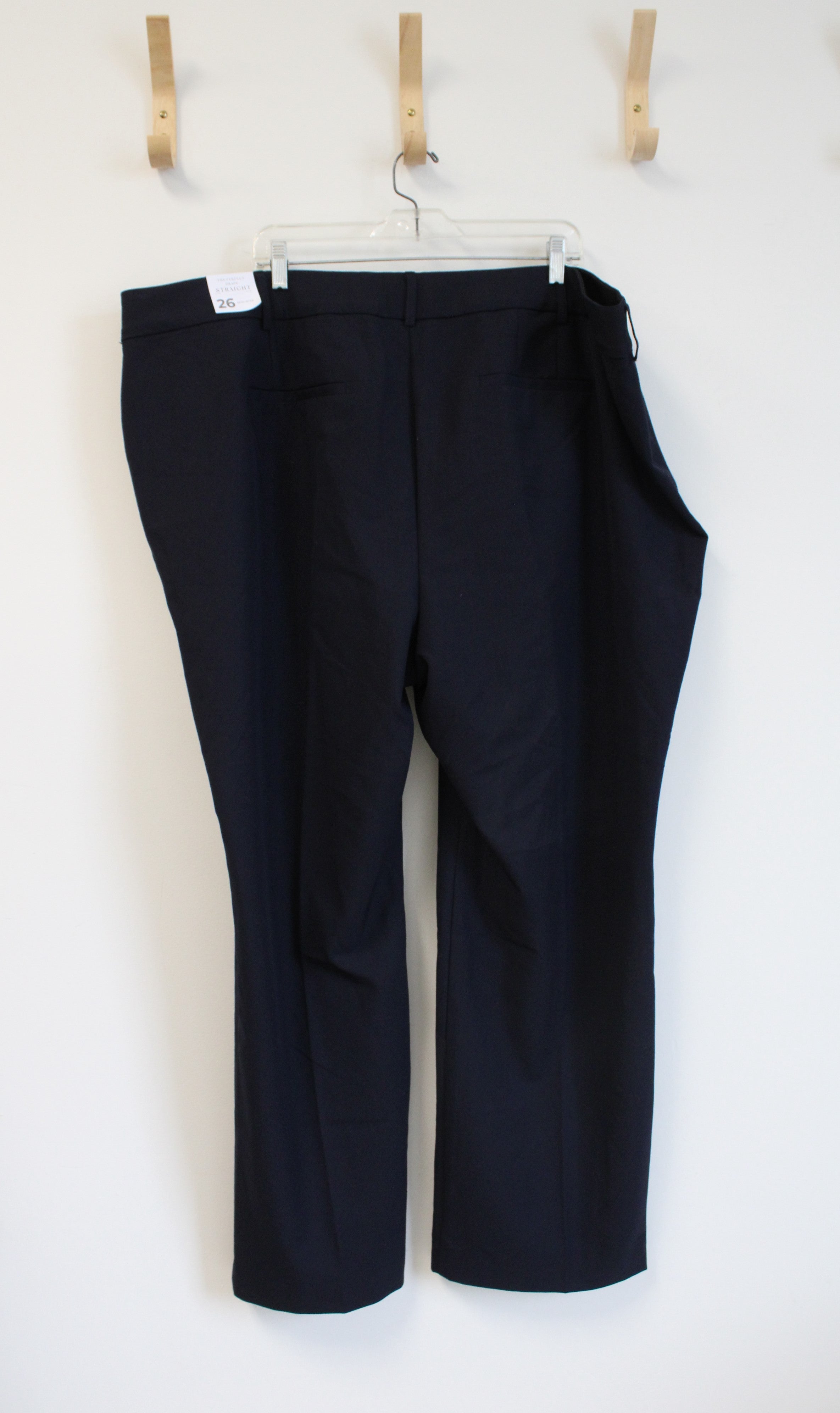 NEW Lane Bryant The Perfect Drape Navy Straight Leg Mid-Rise Trouser Pants | 26