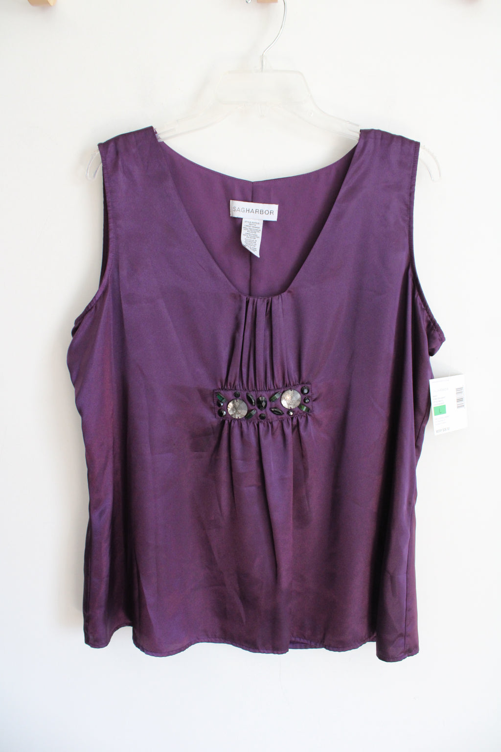 Sah Harbor Eggplant Purple Satin Tank | L