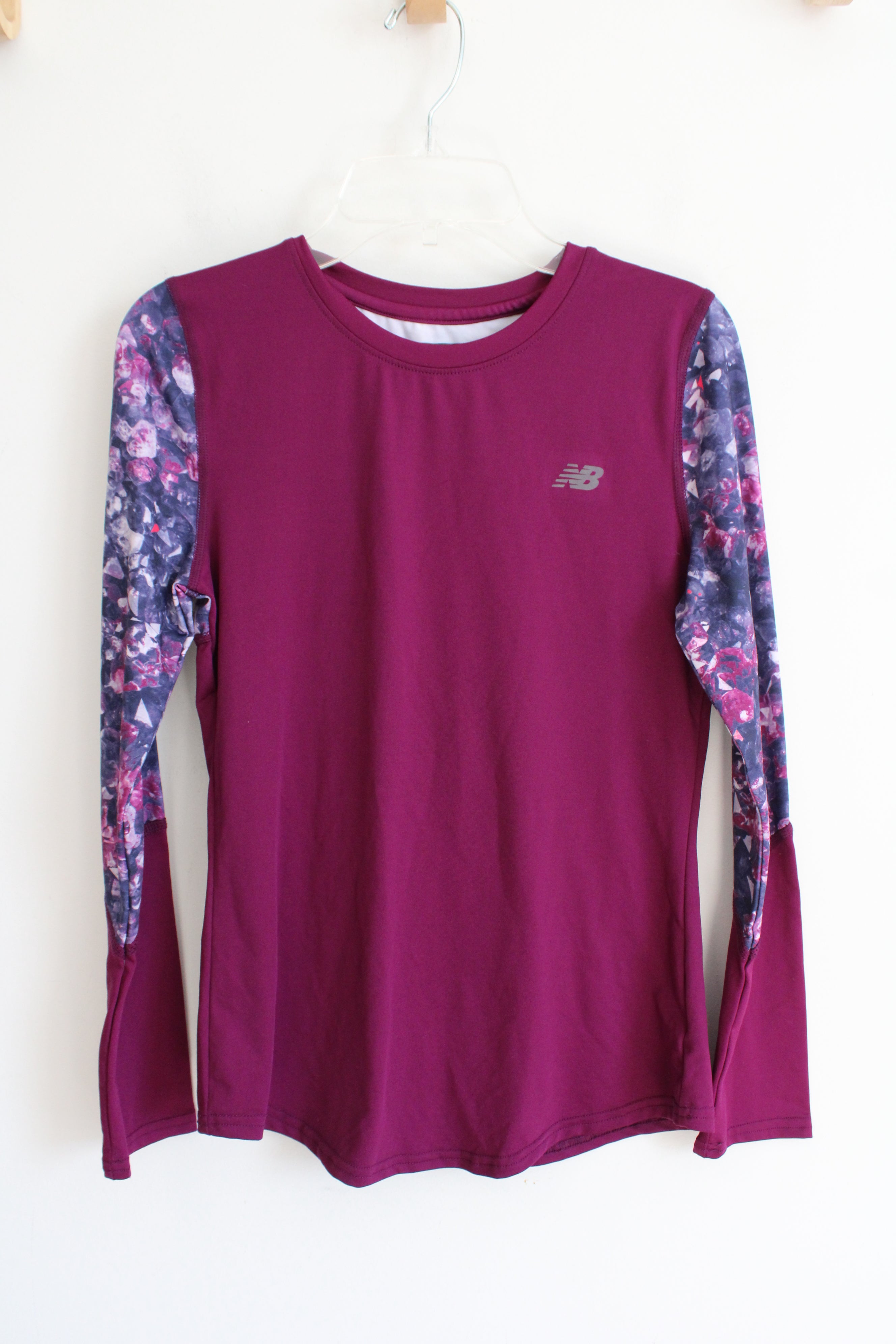 New Balance Purple Patterned Long Sleeved Athletic Shirt | Youth L (14)